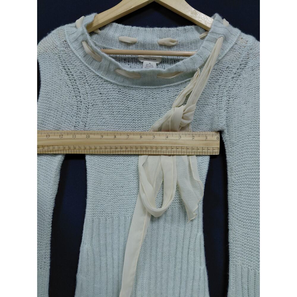 Sleeping on Snow Wool Blend Gray Ribbed Tie Neck Sweater Women Size M - Picture 7 of 10